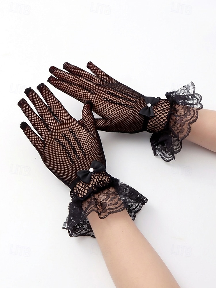 Luvas femininas de poliéster com renda e efeito rede, pretas e brancas, respiráveis e elásticas, perfeitas para noivas, elegantes luvas vintage transparentes para casamentos, bailes de formatura, eventos noturnos e ocasiões formais. de 2026 por $7.99 –P8
