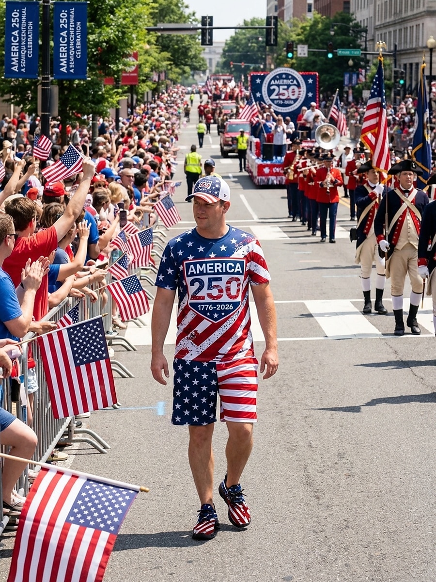 USA:s 250-årsjubileum Herr America atletiska sneakers - USA-flagga tryck lätta löparskor Dämpad sula patriotiska träningsskor för 4 juli firande parader 2026 - $42.99 –P5
