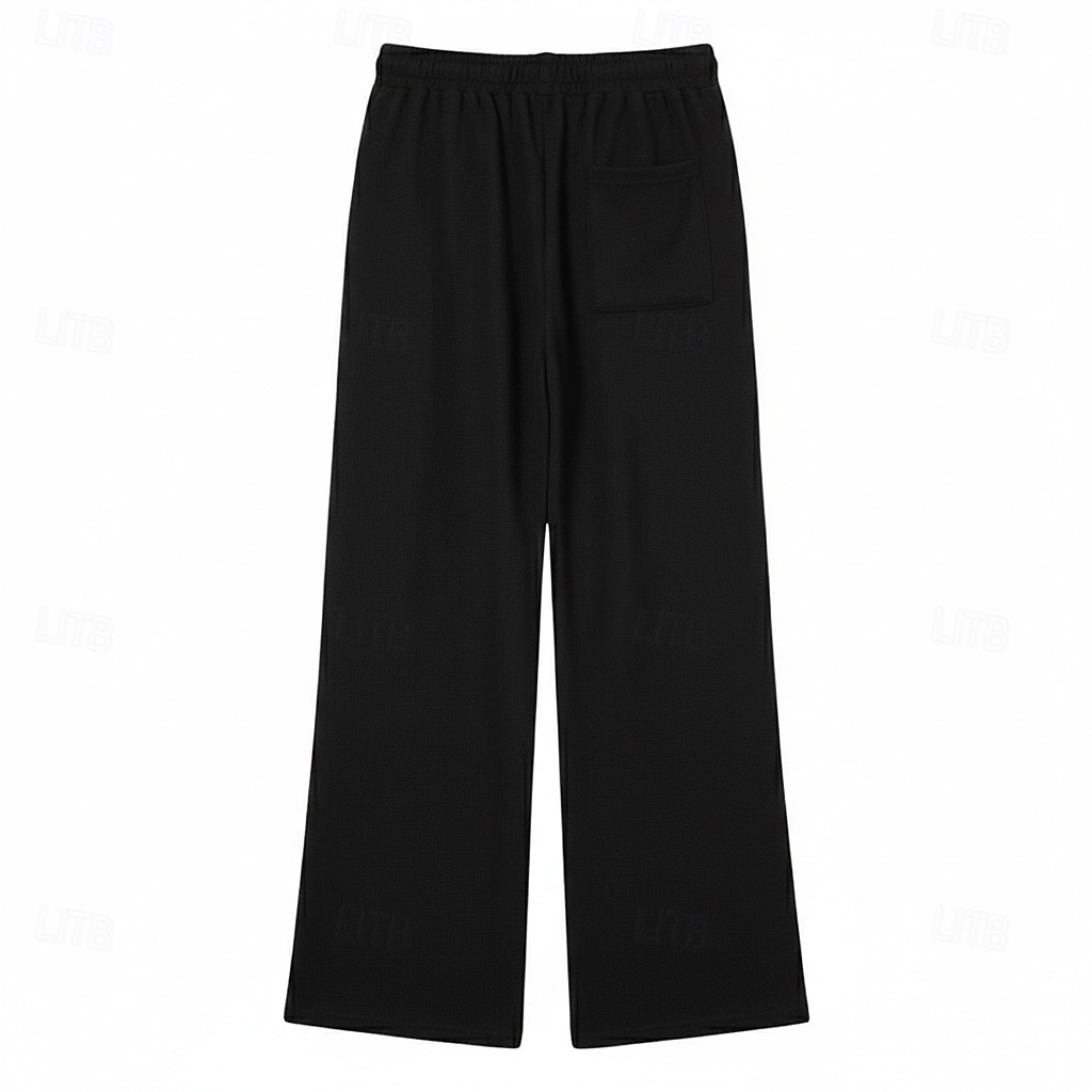 Herre Vaffelstruktur Joggebukser Bukser Posete bukser Joggebukse med rett ben Snorer Elastisk midje Helfarge Komfort Full lengde utendørs Avslappet Daglig Mote Klassisk Stil Svart Hvit Elastisk 2026 - $25.99 –P8