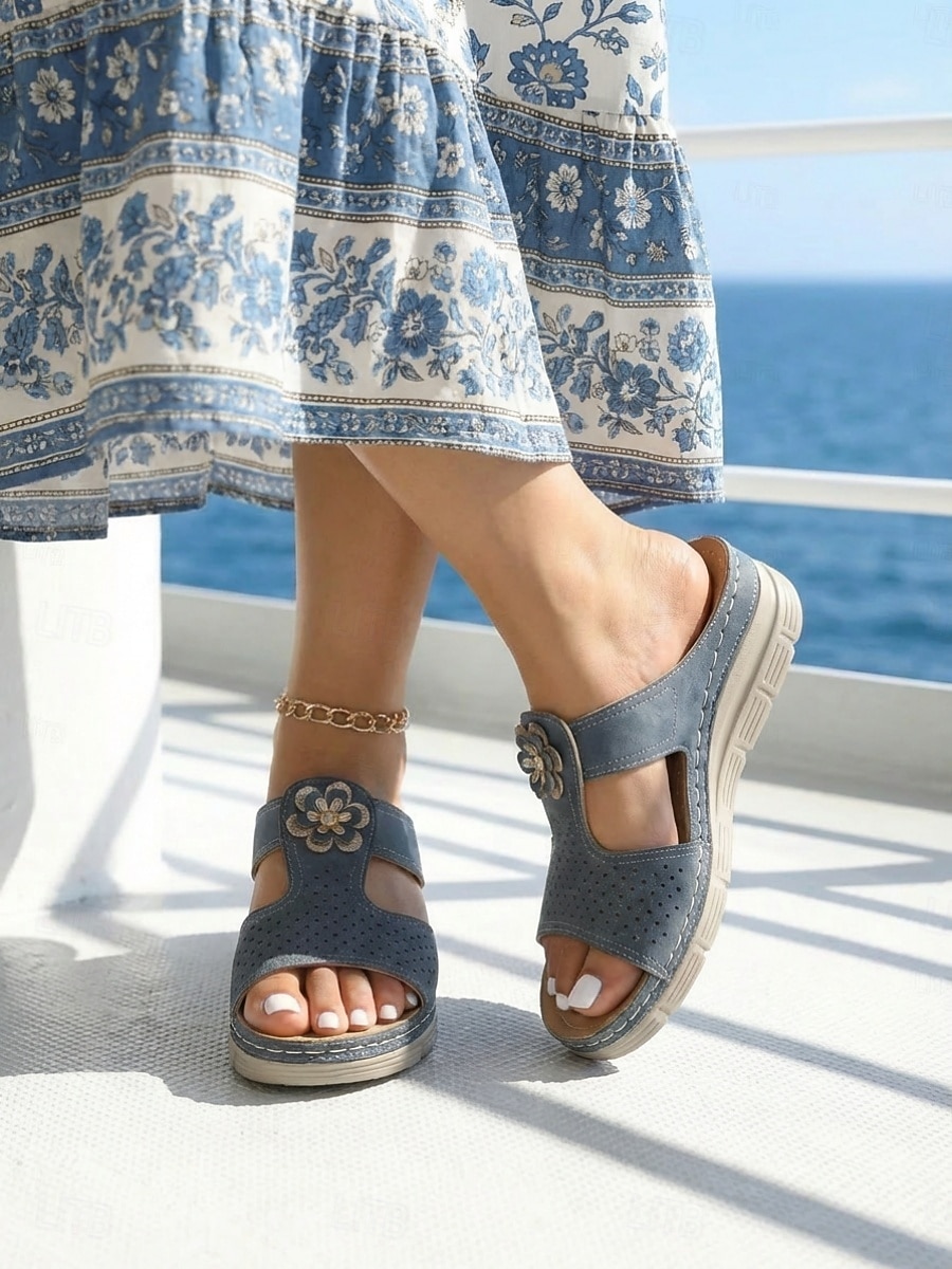 Sandálias femininas ortopédicas marrons com estampa floral – calçados confortáveis, respiráveis e com amortecimento, ideais para uso diário, em casa, em viagens e longas caminhadas. de 2026 por $24.99 –P6