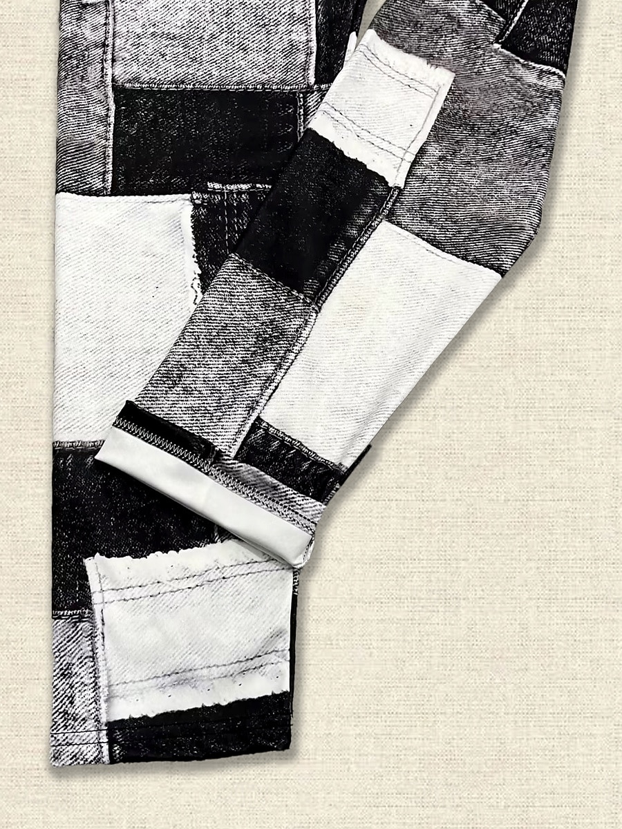 Damen Jeans Leggings Jeggings Urlaub Streetwear Lässig Volle Länge Mittlere Taillenlinie Karomuster Patchwork Tasche Bequem Hohe Elastizität Täglich Heim Outdoor Schwarzgrau Hellblau-Weiß Frühling 2026 - $13.99 –P13