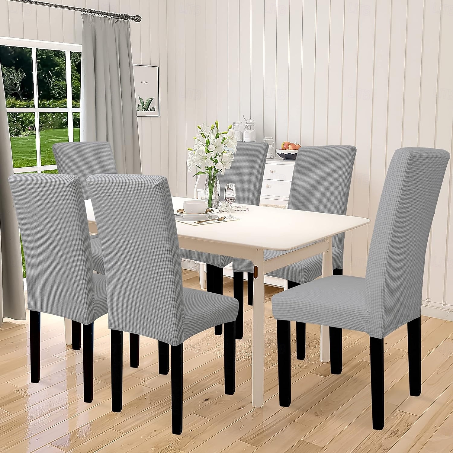 100 % vanntett stoltrekk til spisestue, sett med 6, stretch jacquard stoltrekk, avtakbart og vaskbart, for hjem, restaurant, bankett 2026 - $51.99 –P5