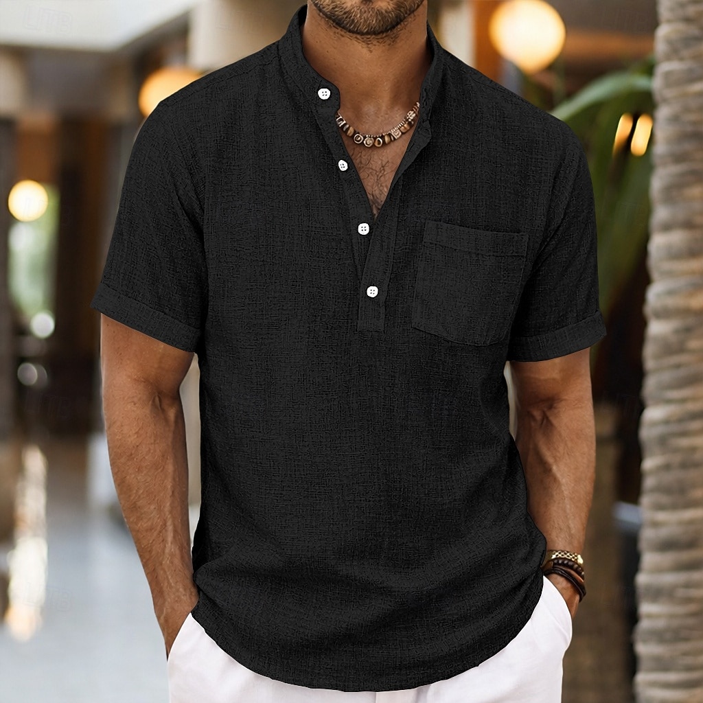Ανδρικά Πουκάμισο Πουκάμισο λινό Πουκάμισο Popover Καλοκαιρινό πουκάμισο Πουκάμισο παραλίας Σκέτο Causal Καθημερινά Μαύρο Λευκό Ουρανί Γκρίζο Κοντομάνικο Όρθιος Γιακάς Καλοκαίρι Ανοιξη καλοκαίρι Ρούχα 2026 - $21.99 –P7