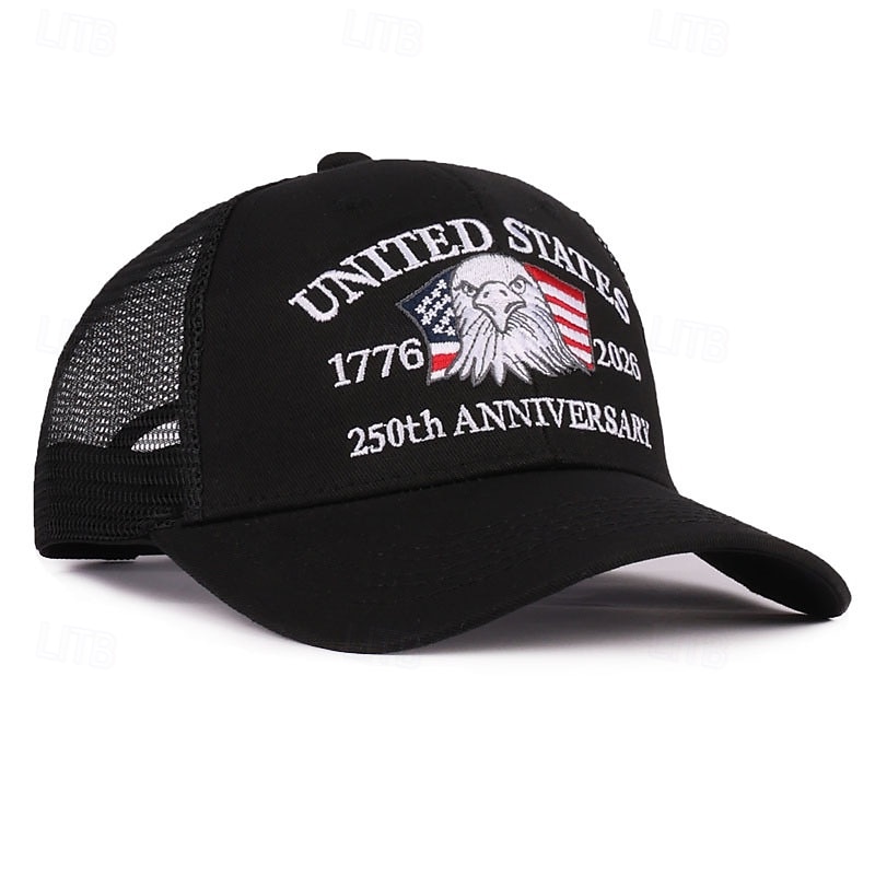 Gorra de malla con bordado del 250.º aniversario de EE. UU., gorra vintage de béisbol de Estados Unidos, gorra con águila patriótica del 250.º aniversario. 2026 - $21.99 –P5