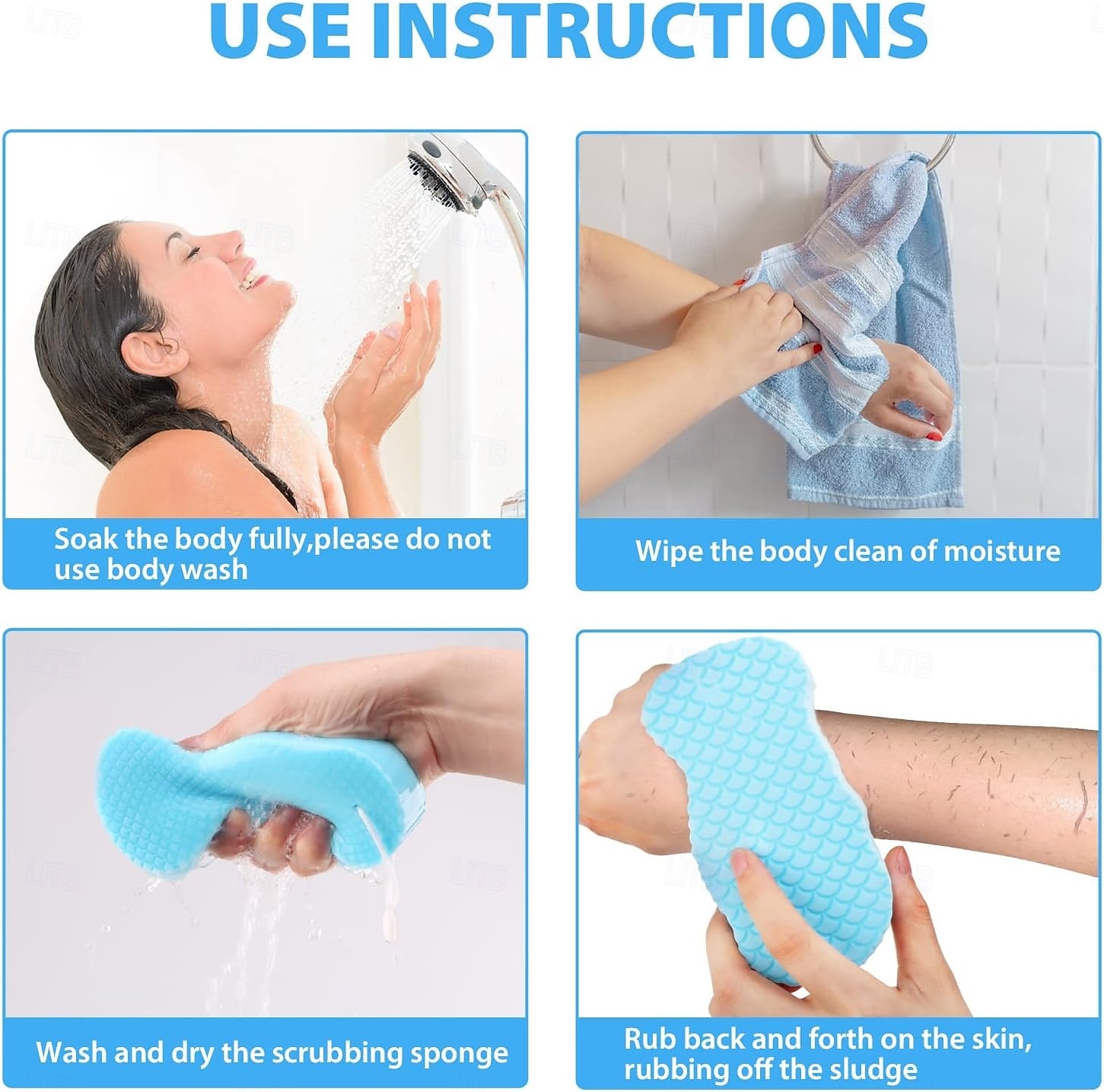 5pcs Magic Exfoliating Body Scrubber,3D Super Soft Exfoliating Bath Sponge, Removes Dead Skin and Impurities from Body-Skin Friendly and Reusable for Adults Children 2026 - $24.99 –P8