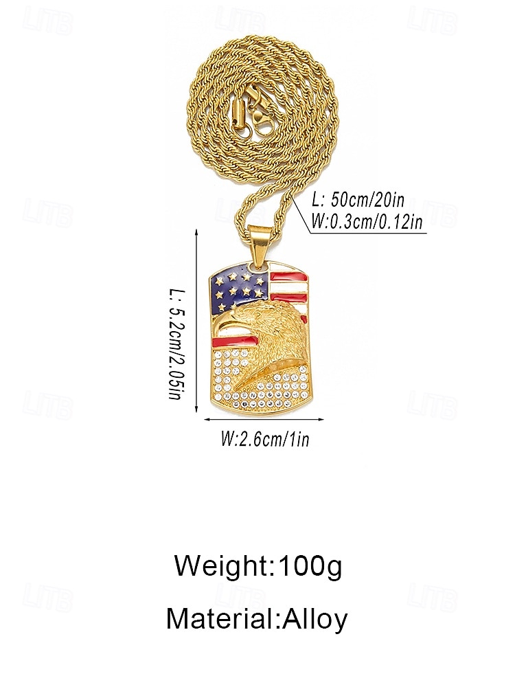 United States 250th Anniversary Men's Alloy USA Flag and Eagle Pendant Necklace, Available in Gold and Silver, Perfect for USA, Independence Day & Casual Wear 2026 - $14.99 –P12