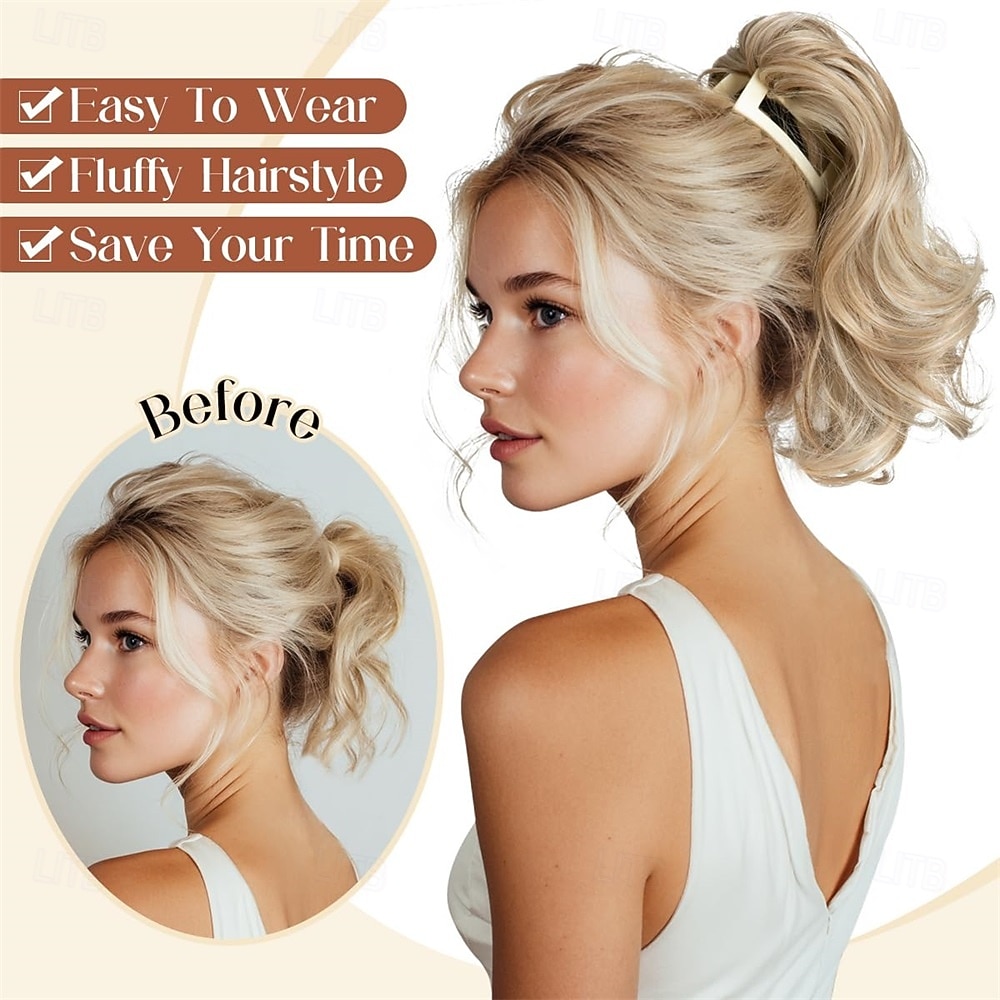2 PCS Ponytail Extensions Claw Clip Short Pony Tails Wavy Curly Synthetic Hairpieces for Women 12 Inch 14Inch Set 2026 - $33.99 –P2