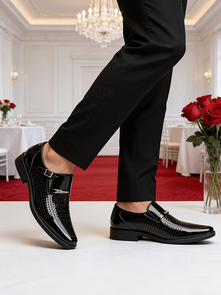 Ανδρικά μοκασίνια από συνθετικό δέρμα σε μαύρο χρώμα, κομψά γαμήλια παπούτσια με slip-on για γαμπρούς και επίσημες εκδηλώσεις 2026 - $42.99 –P3