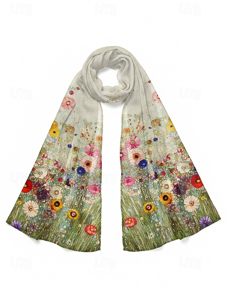 Женский шарф из полиэстера с изображением клевера, изготовленный из дышащего шифона, с зеленым узором в виде клевера, идеально подходит для Дня Святого Патрика и повседневной носки. 2026 - MXN $319.52 –P5