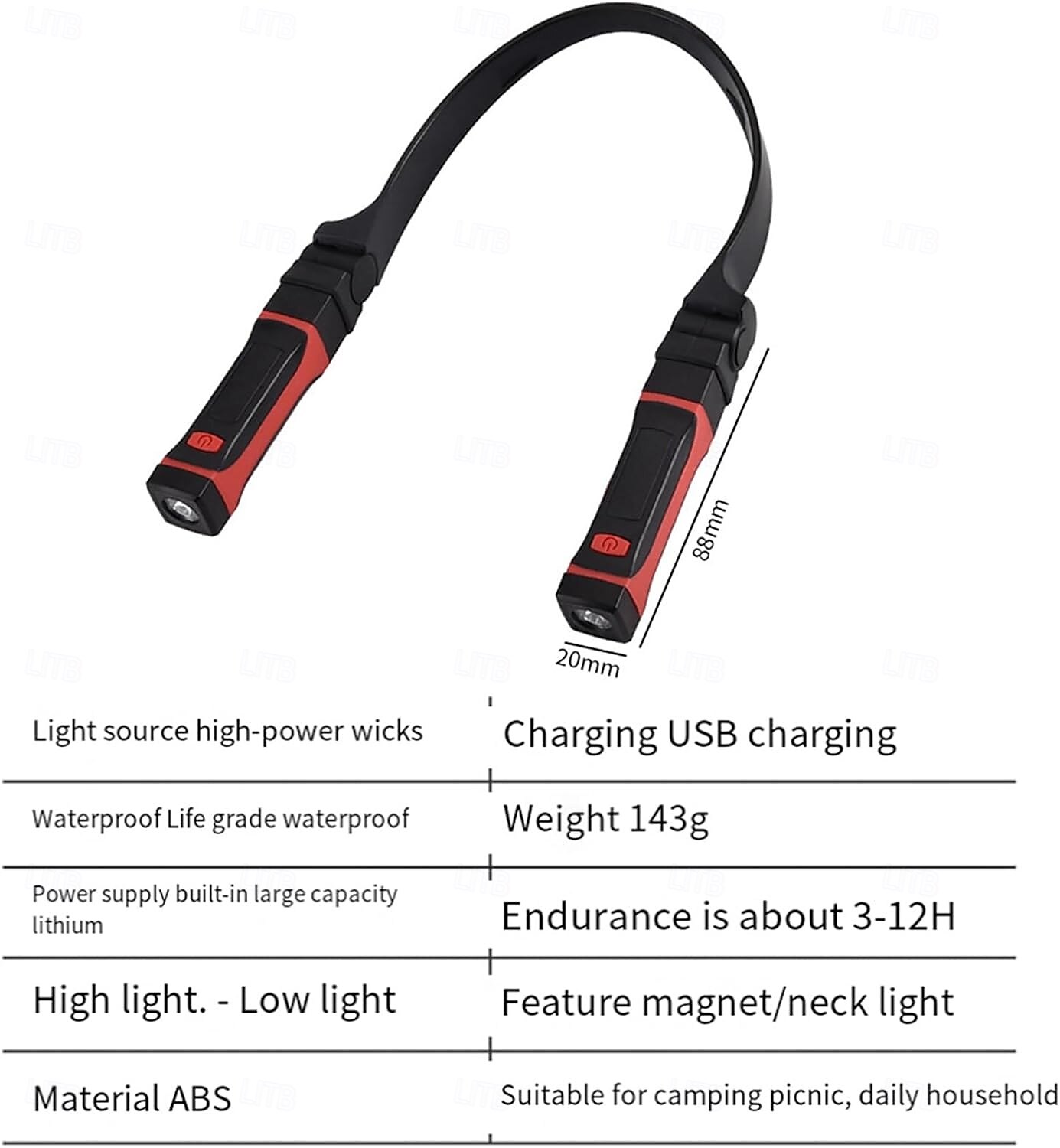 Pracovní světlo, odnímatelné, dobíjecí, LED pracovní světlo s magnetickou základnou, handsfree mechanické světlo, kolem krku 2026 - $35.99 –P1