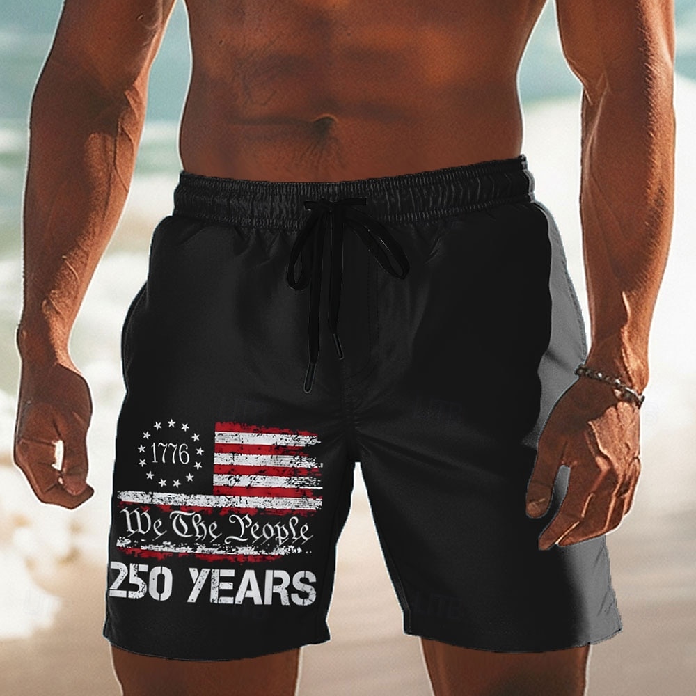 Per uomo 4 luglio, 250° anniversario degli Stati Uniti Bandiera Americana Patriottico Costumi da bagno Pantaloncini da mare Pantaloncini da Surf Misura del girovita medio Casual Ferie Tasche Laterali del 2026 a $20.99 –P1