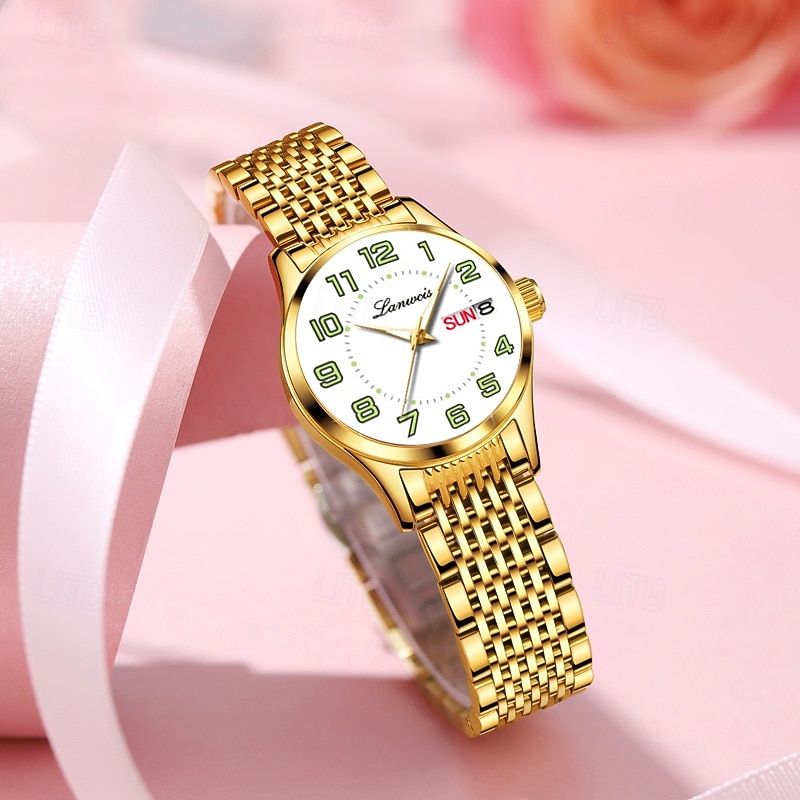 Relógio feminino digital com pulseira de aço inoxidável, calendário e indicador de semana, moderno e elegante para o dia a dia, viagens, uso noturno, ocasiões casuais, esportes e negócios. de 2026 por $19.99 –P2