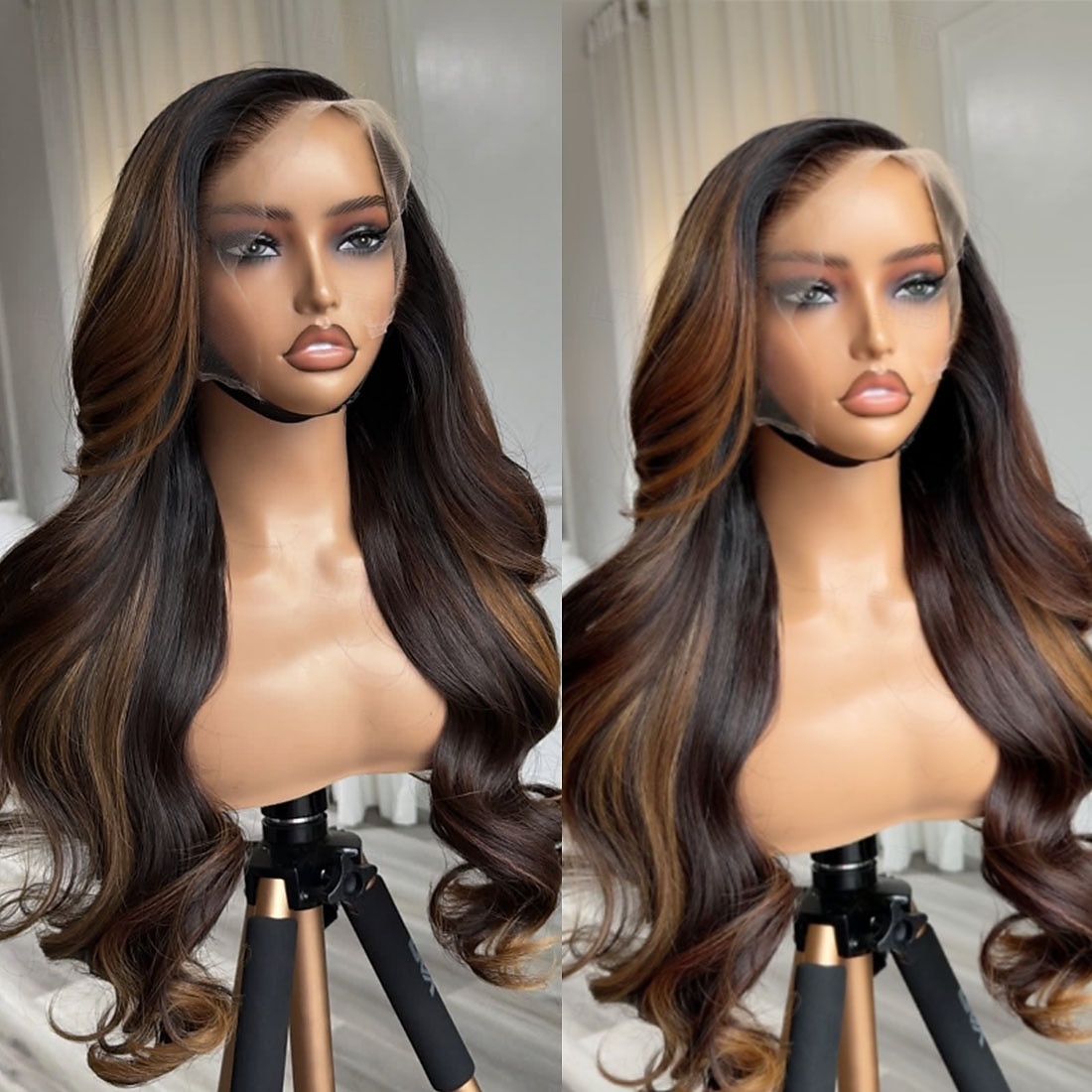Remy Human Hair 5x5 Closure 13x4 Lace Front Wig Free Part Brazilian Hair Wavy Brown Natural Wig 150% 180% Density with Baby Hair Highlighted / Balayage Hair Natural Hairline Glueless For Women Long 2026 - $288.09 –P4