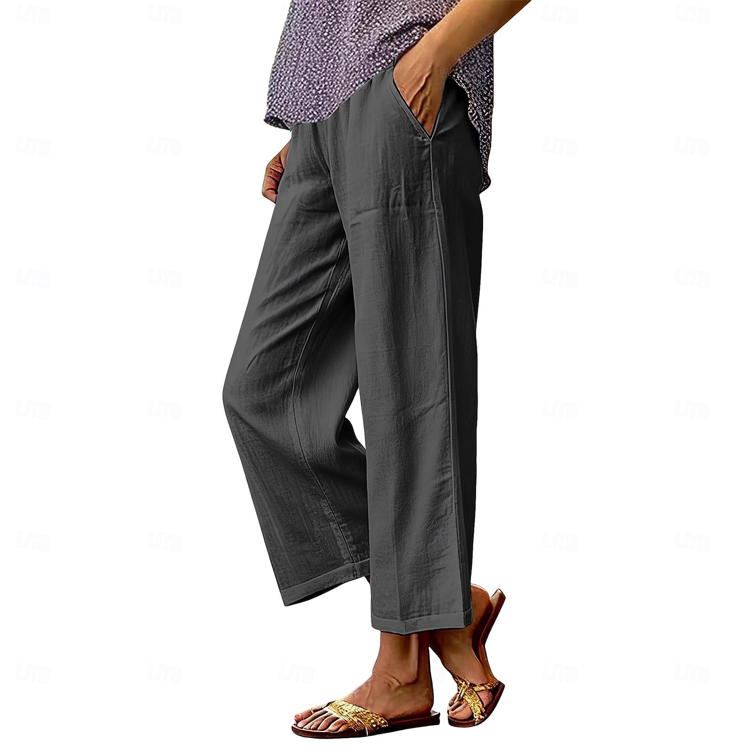 Per donna Gamba larga Pantaloni Pantaloni casual Vacanza Moda Streetwear Lunghezza intera Vita Alta Semplice Tasca Elastico in vita Confortevole Traspirante Inelastico Quotidiano Vacanza Streetwear del 2026 a $10.49 –P8