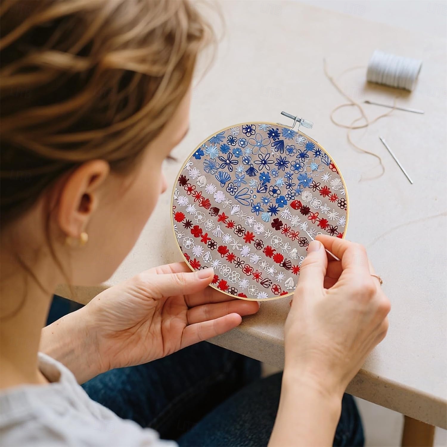 Red, White & Bloom Embroidery Kit, US 250th Anniversary Cross Stitch Kit, Flowers Embroidery Kits, Full Range of Embroidery Starter Kits for Beginners Adults, Gifts for Veterans & Craft Lover 2026 - $27.99 –P5