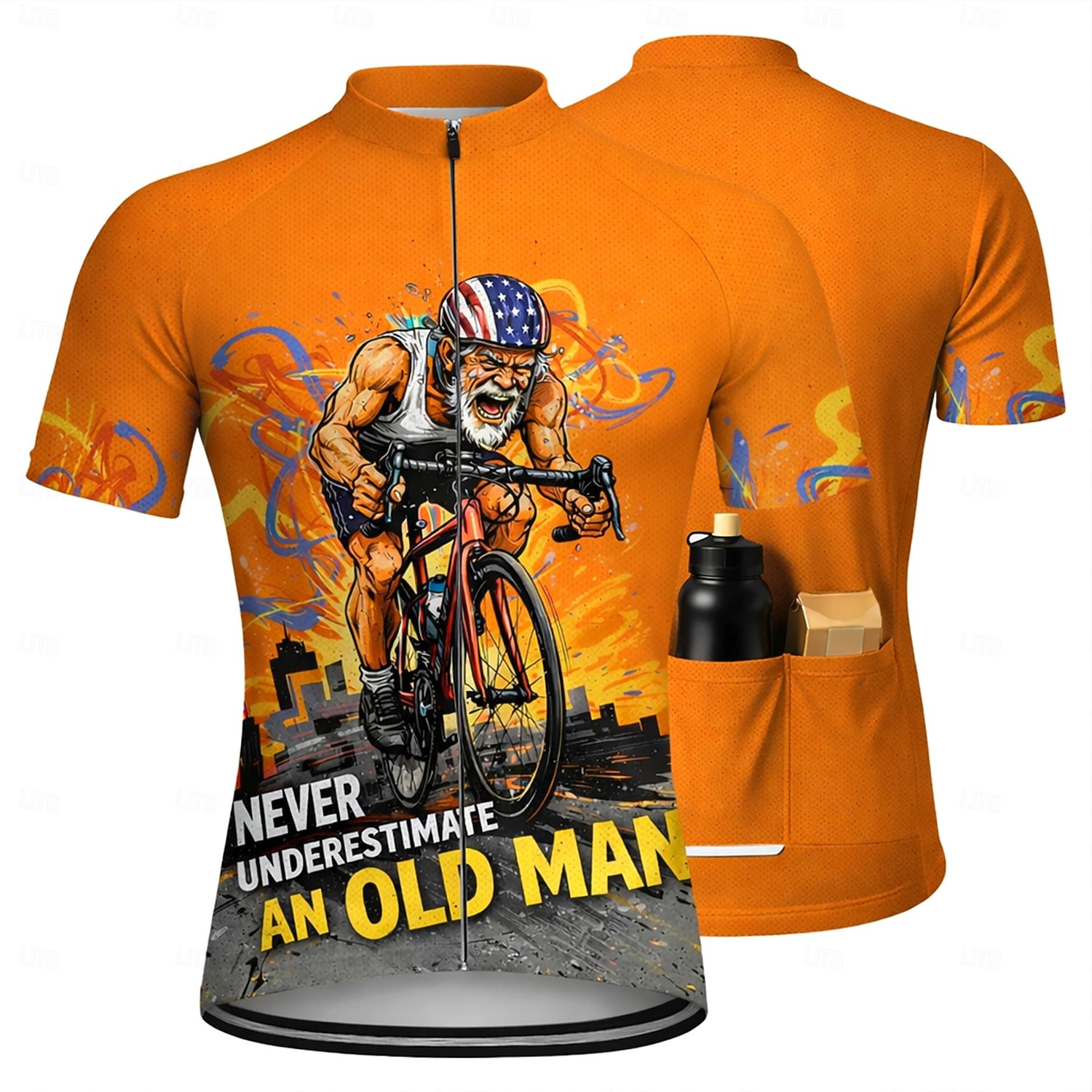 Da uomo Maglia da Ciclismo Maglia da downhill Non sottovalutare mai un vecchio con una bicicletta Manica Corta Bicicletta Maglia Maglietta con 3 tasche posteriori Resistente ai Raggi UV Asciugatura del 2026 a $30.99 –P1
