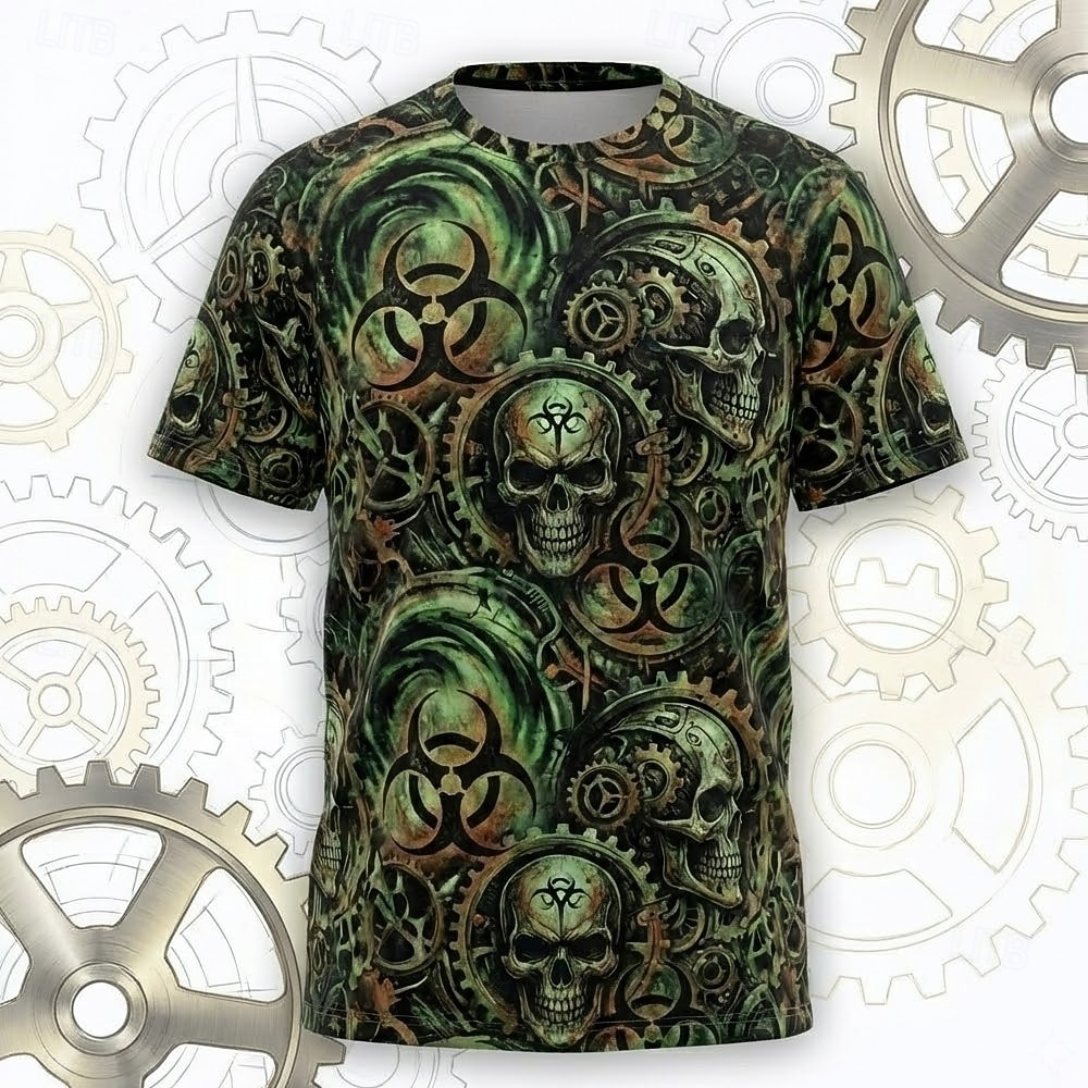 Halloween Herren Schädel T Shirt Kurzarm T-Shirt 3D-Druck Rundhalsausschnitt Hemd Gotisch Straße Dunkle Party Grün Ganzjahres Bekleidung S M L XL XXL XXXL 2026 - $21.99 –P1