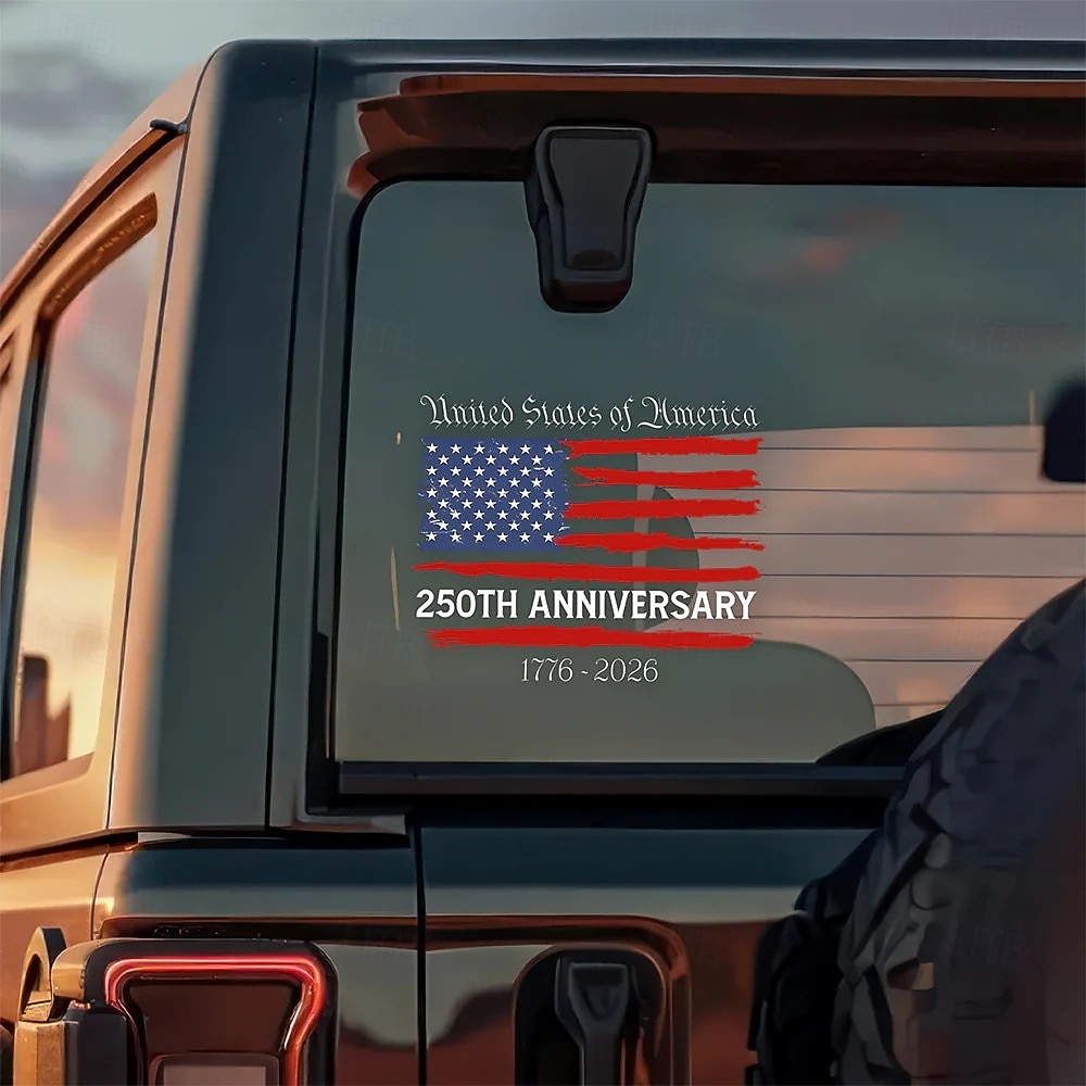 USA 250th Anniversary Car Window Decal Sticker, America Patriotic Semiquincentennial 1776-2026 Stickers, USA Independence Flag Decals, Durable Vinyl Stickers for Car Window 2026 - $9.99 –P5