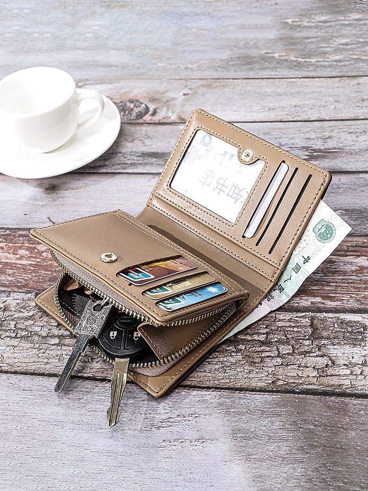 Portafoglio bifold da uomo in similpelle, opzioni multicolore, design multiscomparto di grande capacità con tasca portamonete con cerniera, porta carte sottile in stile casual per l'uso quotidiano e business casual del 2026 a $11.99 –P5