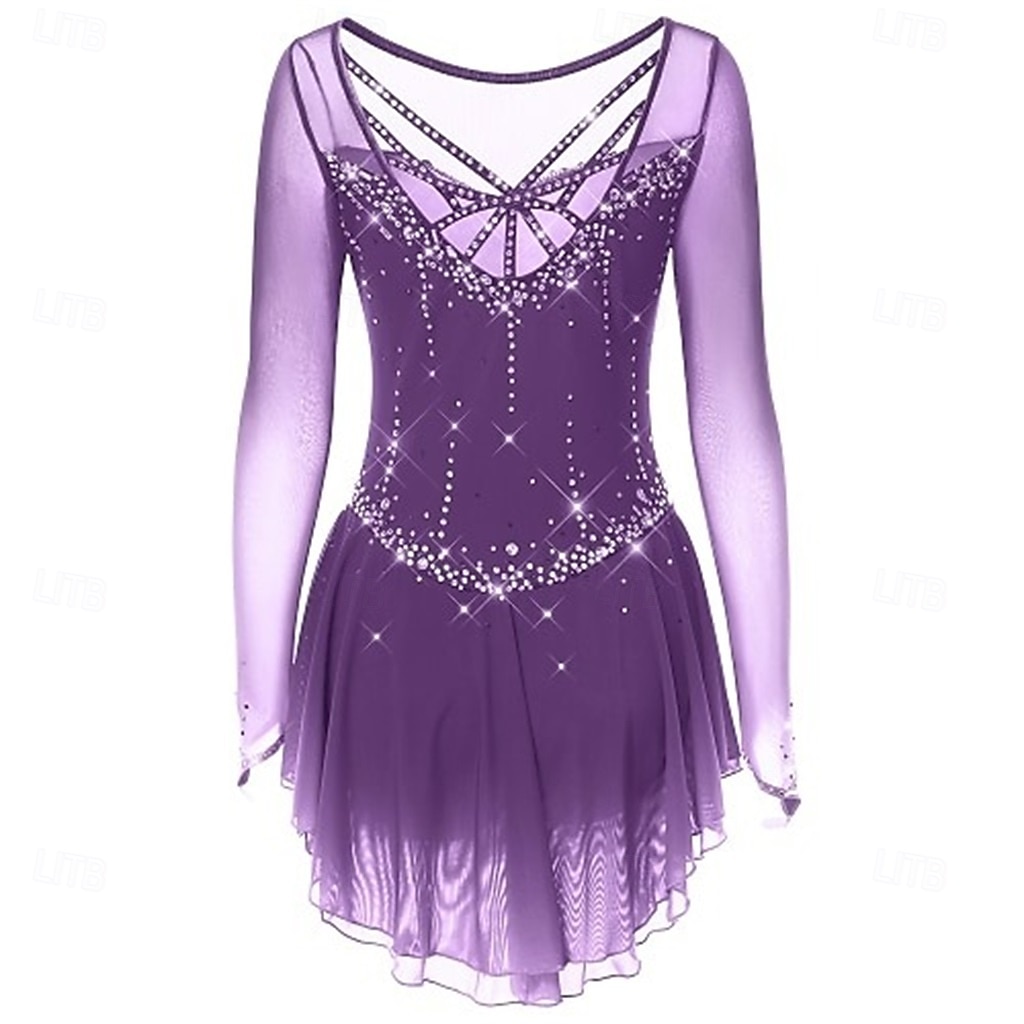 Vestido de patinaje artístico Chica Patinaje Sobre Hielo Vestidos Negro Blanco Amarillo Retazos Costura asimétrica Elástico Entrenamiento Competición Ropa de Patinaje Clásico Cristal / Strass Manga 2026 - $241.49 –P9