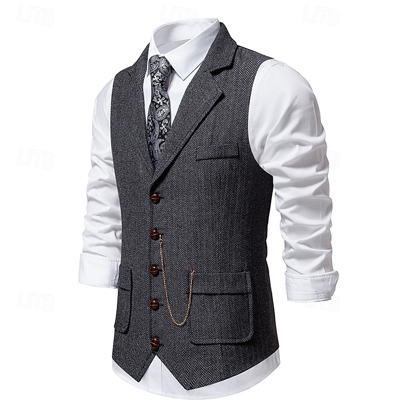 Classical 1920s Retro Vintage Vest Waistcoat The Great Gatsby Groomsmen Fancy Dress Men's Carnival Masquerade Prom Party Wedding Adults' Vest Spring Fall 2026 - $35.99 –P2