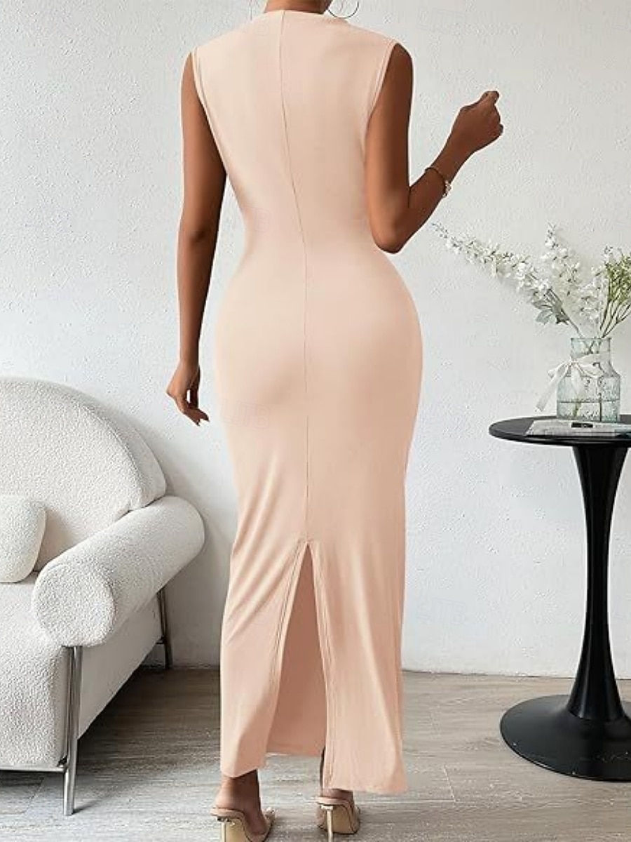 Damen Maxikleid Abschlussballkleid Partykleid Freizeitkleid Cocktailkleid Elegant Mode Modern Outdoor Abendgesellschaft Party Normale Passform Einfach Ärmellos Hoher Ausschnitt Schwarz Burgunderrot 2026 - $17.49 –P12