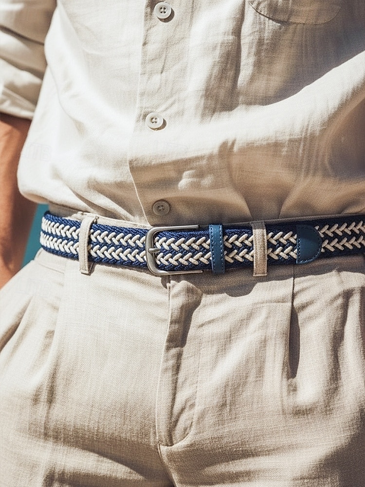 Мужской эластичный плетеный пояс, полиэстер, различные цвета, идеально подходит для отдыха и повседневной носки. 2026 - $14.99 –P2