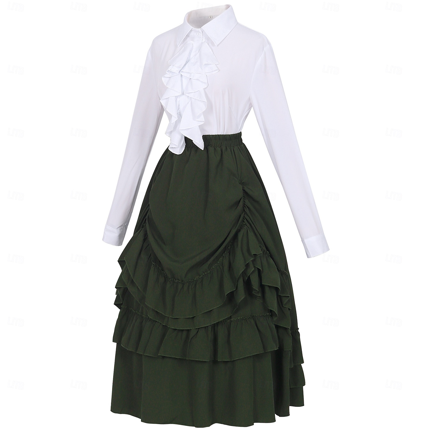 Conjunto Elegante Medieval Renacimiento Hasta el Tobillo Falda Blusa / Falda Larga Princesas Dama Corte A Disfraz Mujer Fantasía Navidad Víspera de Todos los Santos Feria del Renacimiento LARP Adulto 2026 - $103.99 –P11
