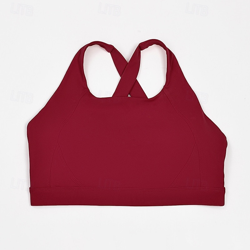 Per donna Supporto medio Canotta con imbottitura Reggiseno da corsa Snello Top reggiseno Imbottito Palestra Esercizio Corsa Leggero Elastico Traspirante Nero Bianco Rosso Tinta unita del 2026 a $16.49 –P6