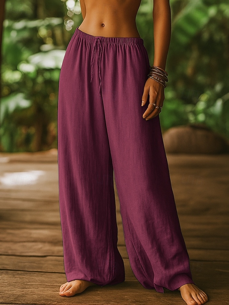 Per donna Gamba larga Chinos Pantaloni Estivi Pantaloni Vacanza Essenziale Casual Lunghezza intera Vita Alta Semplice Tasca Fascia Elastica Comodo Comodità Morbido Micro-elastico Quotidiano del 2026 a $22.99 –P8