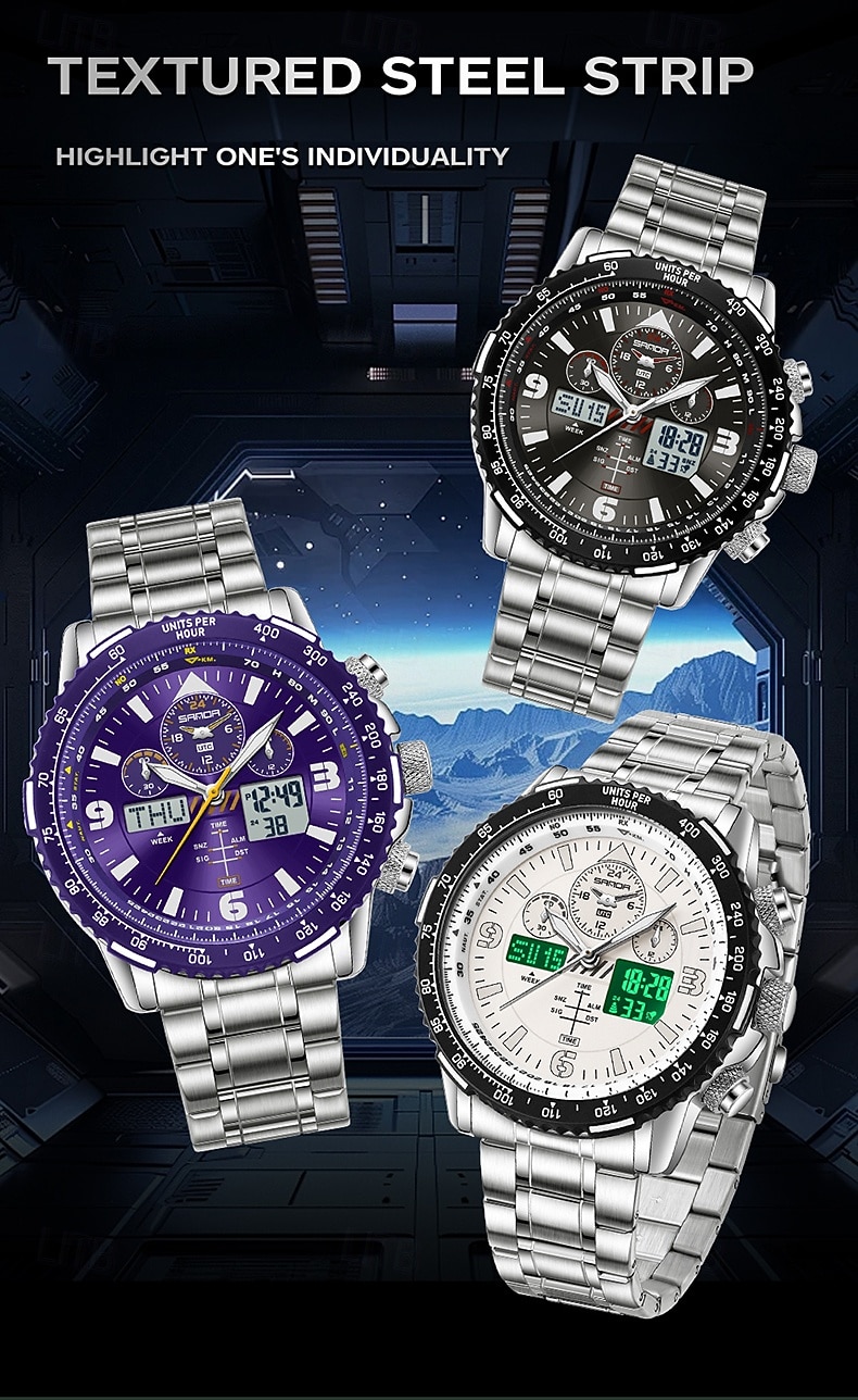 SANDA Men Digital Watch Luxury Outdoor Fashion Luminous Stopwatch Alarm Clock Calendar Stainless Steel Watch 2026 - $47.99 –P1
