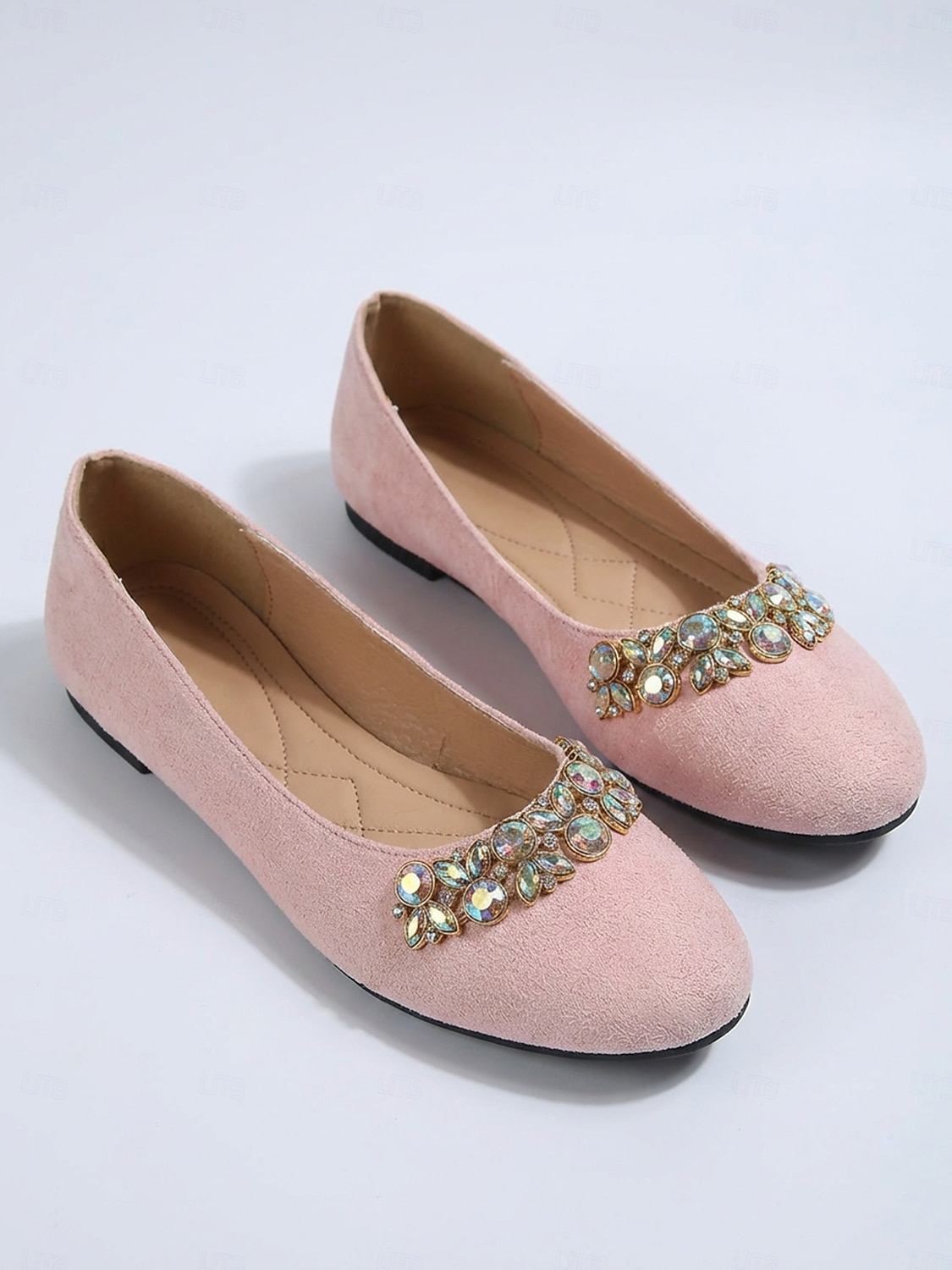 Pinkfarbene Wildleder-Ballerinas für Damen mit Strassverzierungen – bequeme Slipper für Alltag, Arbeit und Shopping 2026 - $19.99 –P2