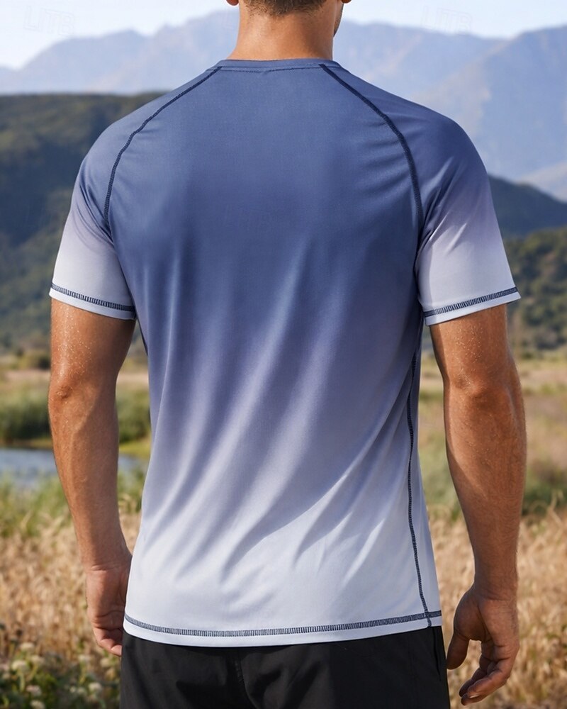 Herr Lutning T-shirt för jogging Kompressionströja Atletisk skjorta Sport topp Sommar Kortärmad Snabb tork Fuktabsorberande Andningsfunktion Gymträning Gång Joggning Blå Svart Himmelsblå Sportkläder 2026 - $17.99 –P2