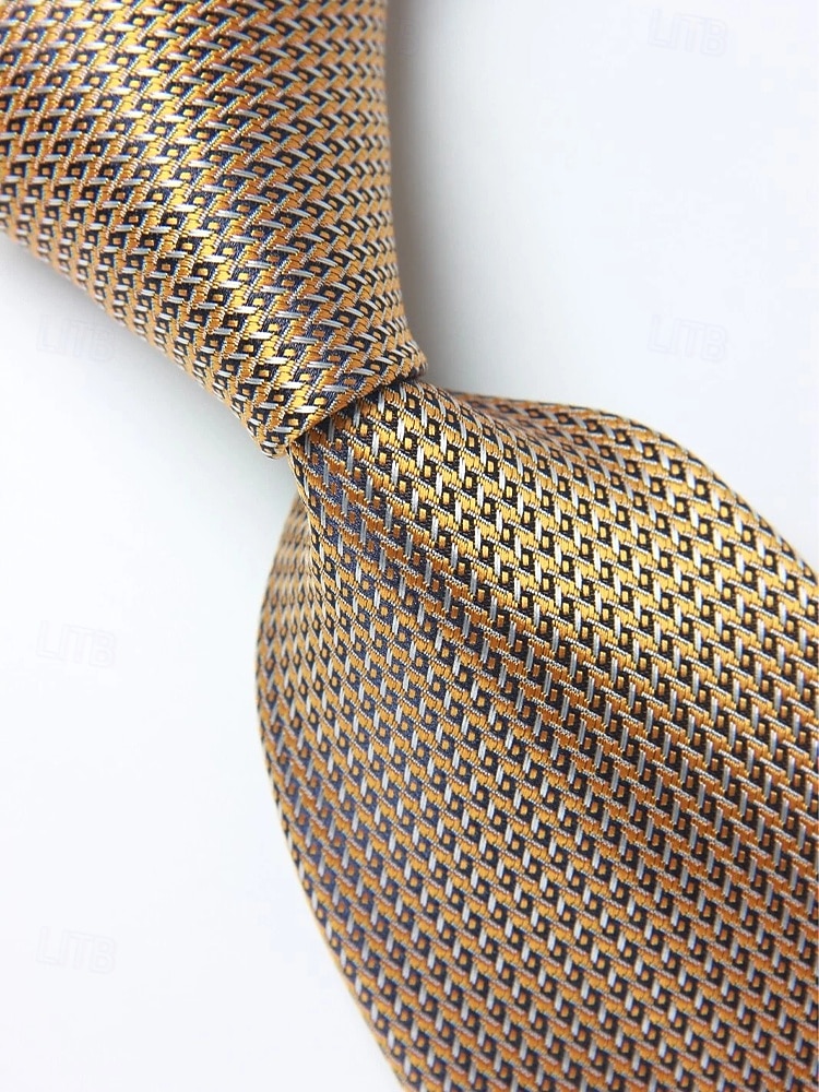 2026年 男性用フォーマルネクタイセット、ポケットチーフとカフスボタン付き - 結婚式、ビジネスパーティー、ガライベントに最適な高級ポリエステルチェック柄ネクタイ - スタイリッシュな花婿の付添人用スーツアクセサリー（複数色）  コレクション – $11.99 –P6