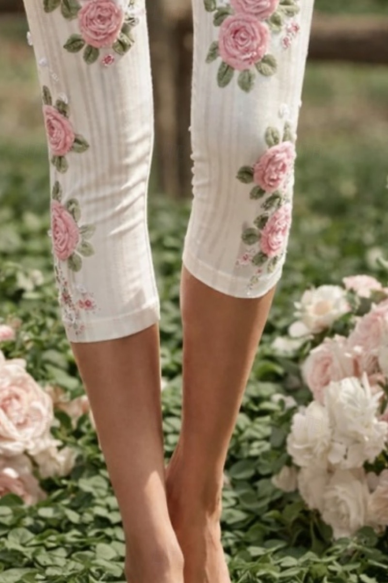 Femmes Pantalon capri Chinos Leggings Vacances ancien Streetwear Longueur mollet Taille haute Fleuri Graphique Impression Confort Doux Confortable Élastique Quotidien Extérieur Vacances Blanche Ét de 2026 ? $19.99 –P3