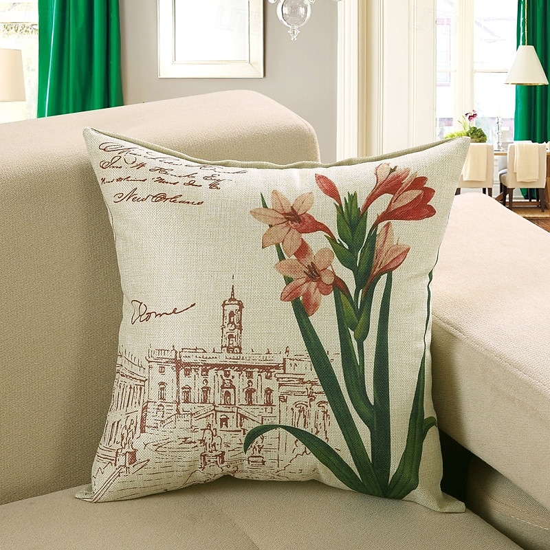 Capas de almofada de linho Four Seasons com orquídeas e a árvore da vida, um design floral vibrante e colorido para sofá e cama. de 2026 por $7.99 –P6
