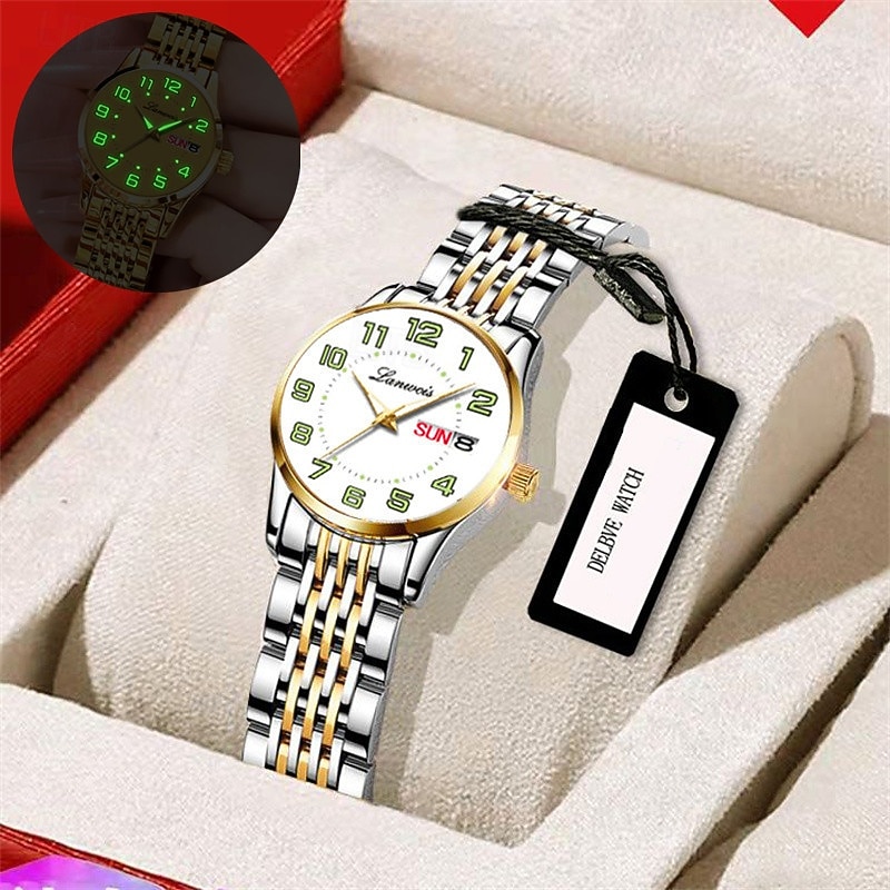 Relógio feminino digital com pulseira de aço inoxidável, calendário e indicador de semana, moderno e elegante para o dia a dia, viagens, uso noturno, ocasiões casuais, esportes e negócios. de 2026 por $19.99 –P6
