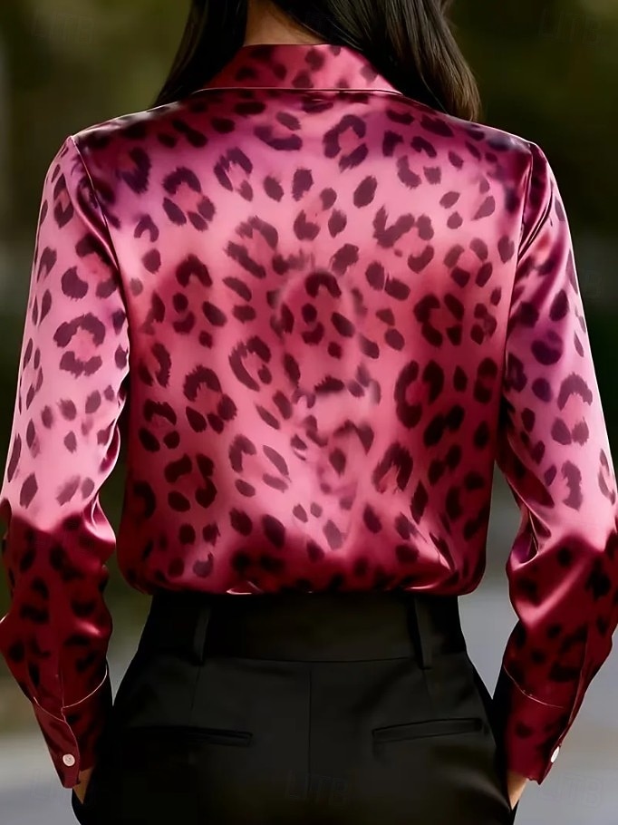 Women's Shirt Graphic Leopard Vintage Stylish Basic Long Sleeve Shirt Collar Regular Tops Daily Holiday Blue Pink Spring Fall 2026 - $28.99 –P2