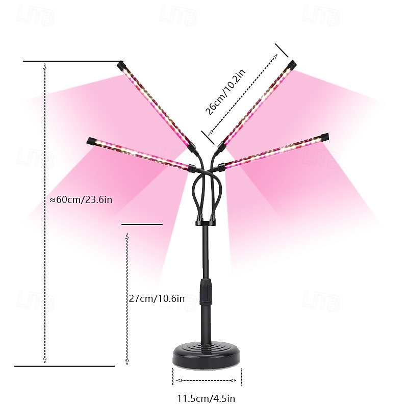 Luminária de mesa LED ajustável para cultivo de plantas, espectro completo para plantas de interior, hidroponia, suculentas e ervas, com 3/4/5 lâmpadas, alimentada por USB, 5V, luz suplementar para o de 2026 por $22.99 –P2