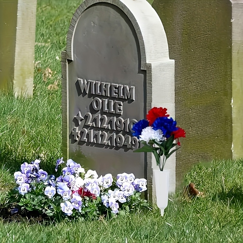 5 balení hřbitovních květin na hrob, 7 hlav, umělé červené, modré, bílé, šeříkové, vlastenecké, umělé hedvábné květiny na hřbitov, Den veteránů, dekorace na stůl ke Dni nezávislosti, 4. července 2026 - $19.99 –P4