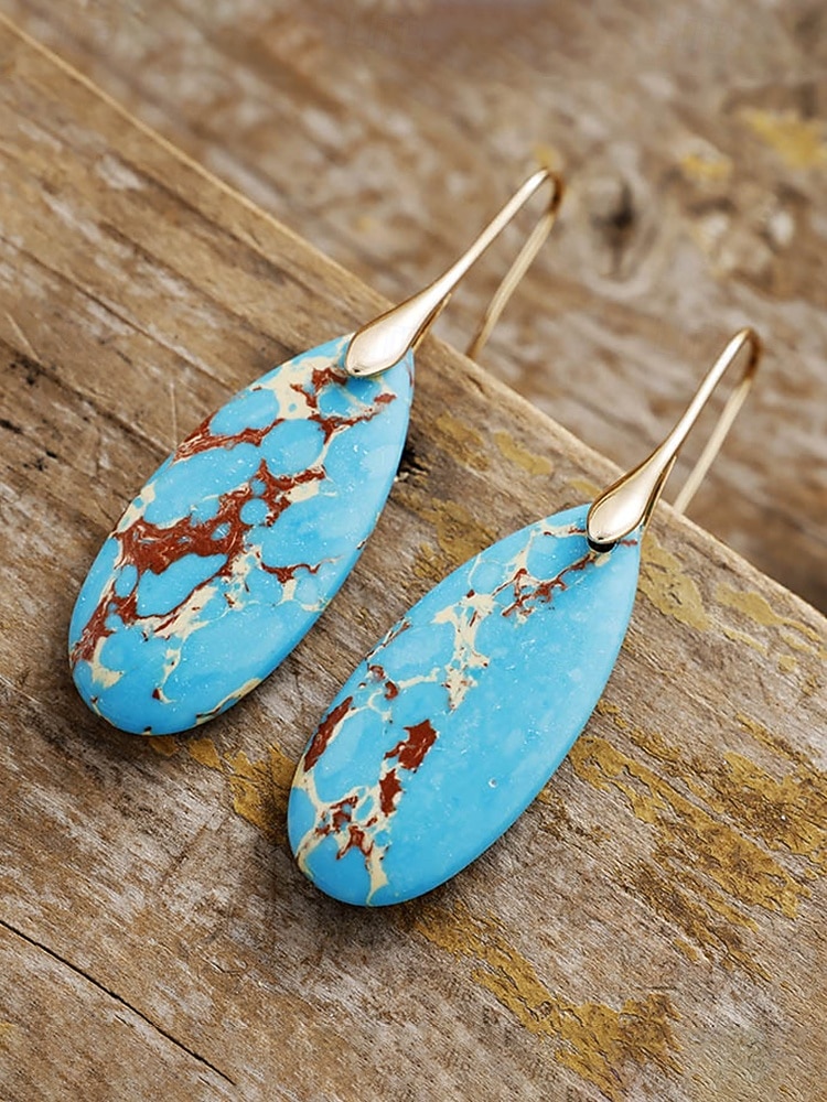 Naisten luonnonkiviset pisaranmuotoiset roikkuvat korvakorut, boheemi turkoosi tyyli useissa väreissä, kevyt ja näyttävä koru kevät-kesälomalle, rannalle ja jokapäiväiseen käyttöön. 2026 - $11.99 –P6