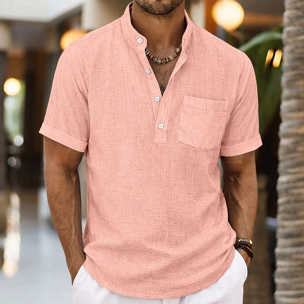 Ανδρικά Πουκάμισο Πουκάμισο λινό Πουκάμισο Popover Καλοκαιρινό πουκάμισο Πουκάμισο παραλίας Σκέτο Causal Καθημερινά Μαύρο Λευκό Ουρανί Γκρίζο Κοντομάνικο Όρθιος Γιακάς Καλοκαίρι Ανοιξη καλοκαίρι Ρούχα 2026 - $21.99 –P5
