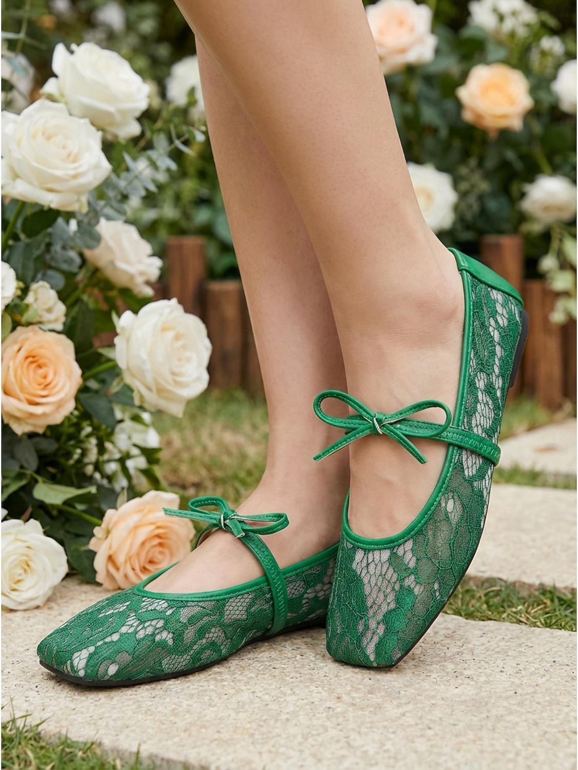 Women's Blush Pink Lace Ballet Flats, Bow-Tie Comfortable Dress Shoes, Elegant Bridesmaid Flats for Garden Weddings 2026 - $34.99 –P2