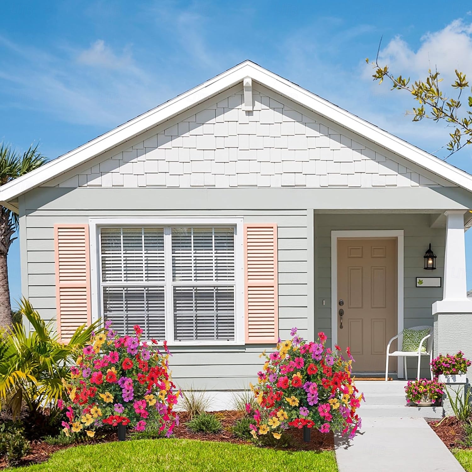 Estaca de flor artificial de 60 cm para decoração externa, topiaria de buxo violeta, árvores multicoloridas para jardim e gramado, feita de plástico resistente que não desbota, ideal para todas as estações. de 2026 por $25.99 –P4