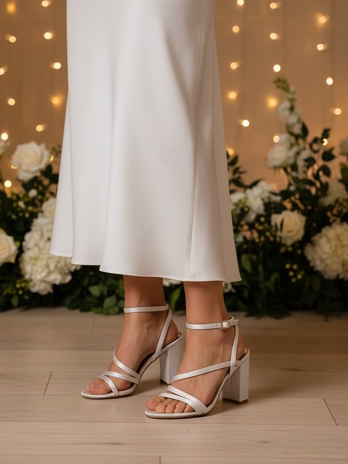 Sandalias de boda planas con tiras en color marfil para mujer, zapatos de novia minimalistas con tiras en el tobillo, elegantes zapatos de boda urbanos para novias. 2026 - $64.99 –P8