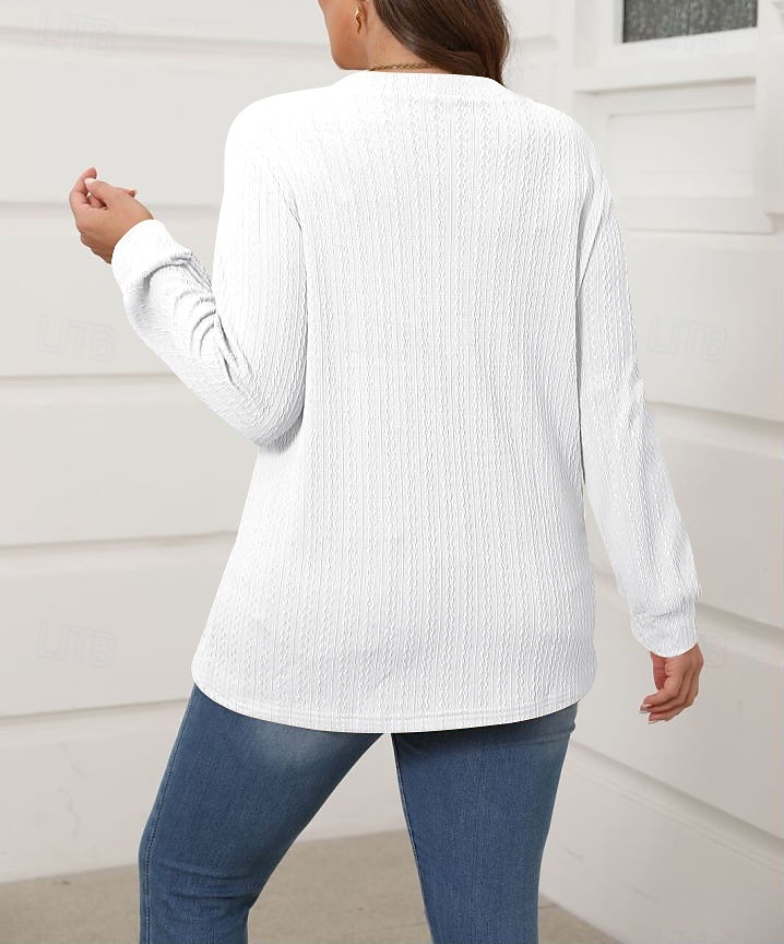 Women's Tunic Popover Shirt Casual Shirt Blouse Buttons Solid Color Vacation Vintage Stylish Long Sleeve V Neck Regular Tops Daily Outdoor Holiday Blue Black White Red Purple Spring Fall 2026 - $27.99 –P2