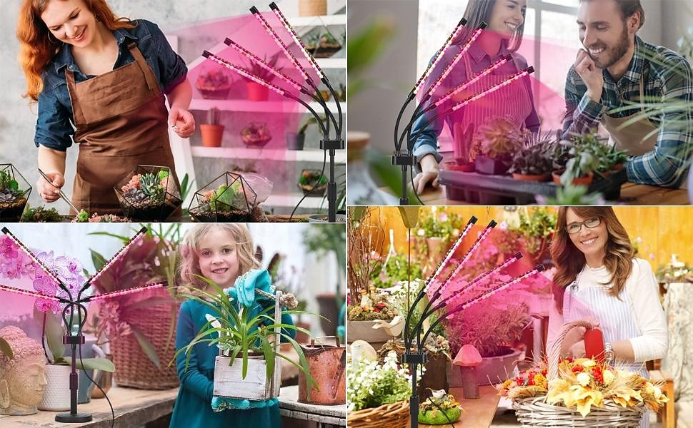 Luminária de mesa LED ajustável para cultivo de plantas, espectro completo para plantas de interior, hidroponia, suculentas e ervas, com 3/4/5 lâmpadas, alimentada por USB, 5V, luz suplementar para o de 2026 por $22.99 –P4