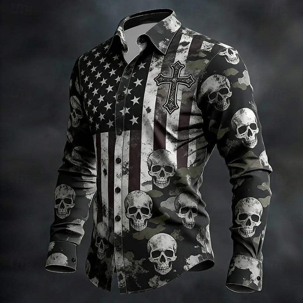 Ανδρικά 4η Ιουλίου 250ή επέτειος των ΗΠΑ Cruce Σημαία των ΗΠΑ Πουκάμισο Πουκάμισο με κουμπιά Μακρυμάνικο Πατριωτικό Αργίες Καθημερινά Άνοιξη Φθινόπωρο Απορρίπτω 3D εκτύπωση Λινό σαν πουκάμισο Μαύρο 1 2026 - $27.99 –P8