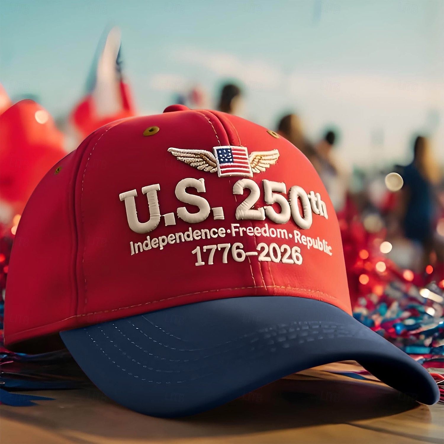 Gorra de béisbol del 250.º aniversario, con bordado patriótico de EE. UU., gorra roja ajustable con cierre a presión, conmemorativa del Día de la Independencia de 1776 a 2026, para hombres y mujeres, 2026 - $19.99 –P6