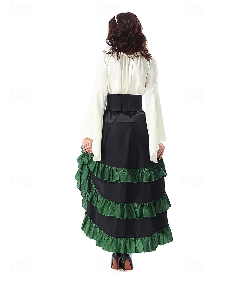 Set Gotico Medievale Rinascimento Gonna Blusa / Camicia Corsetto Lunghe Pirata Linea ad A Scollo Tondo Costume Per donna Halloween Carnevale Fiera Rinascimentale LARP Festa a tema retrò Adulti del 2026 a $78.99 –P4
